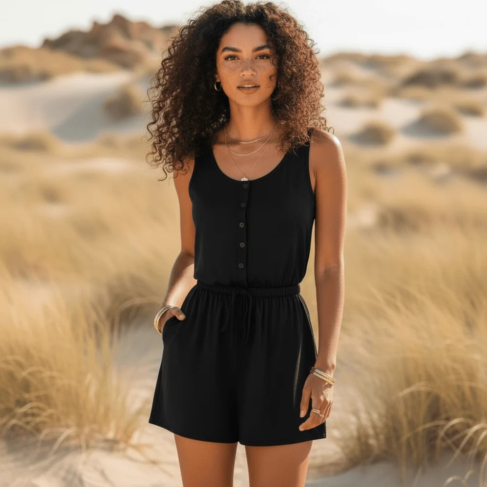 Sleeveless Button Up Romper