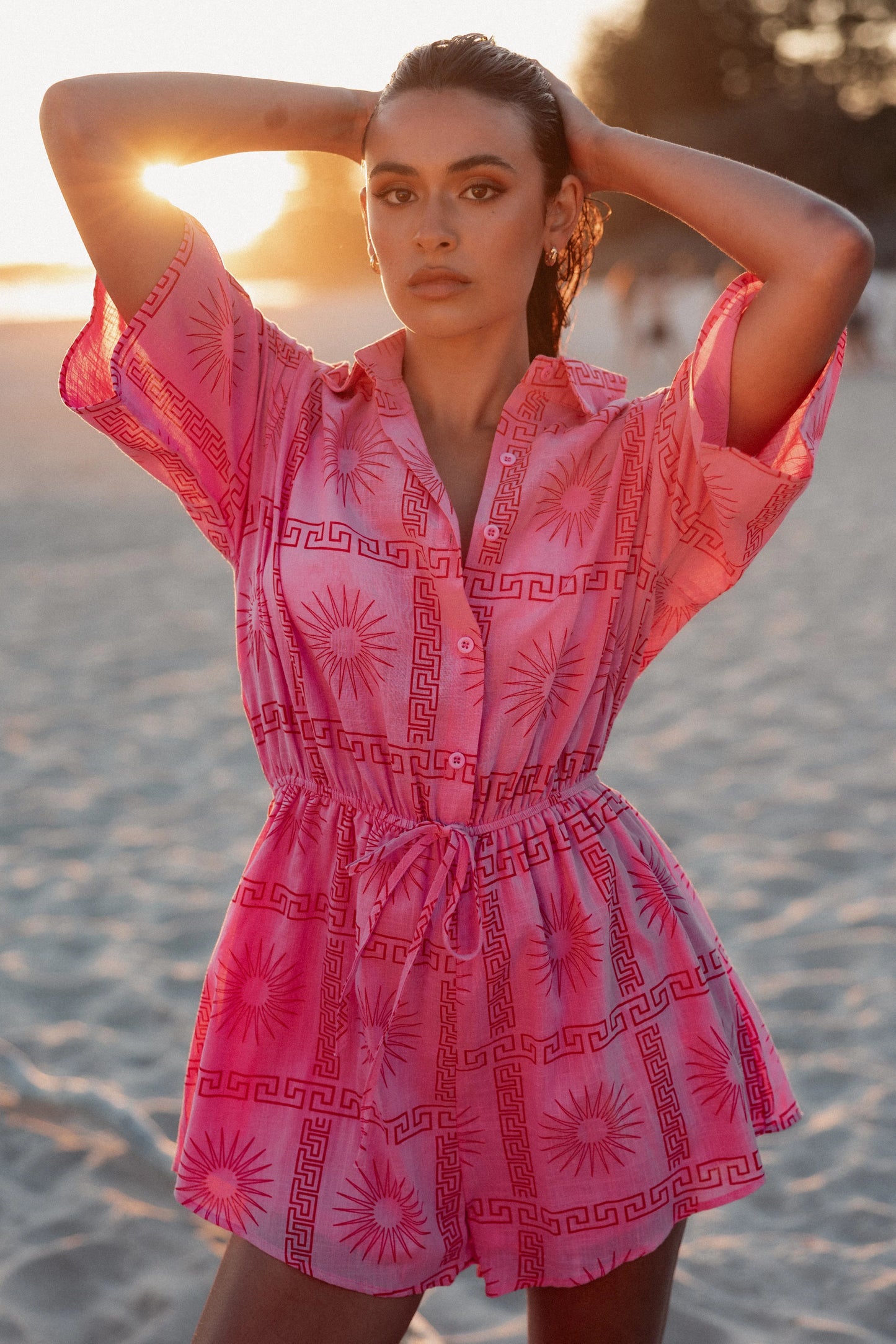 Ilios Romper Pink Print