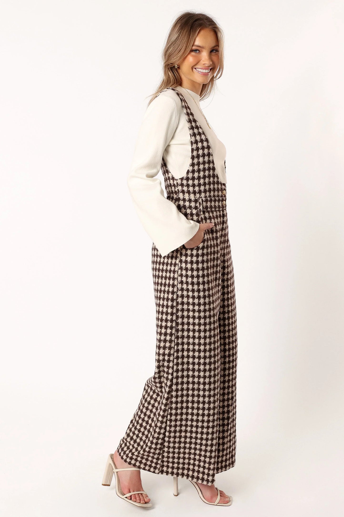 Jackson Jumpsuit Tan Houndstooth