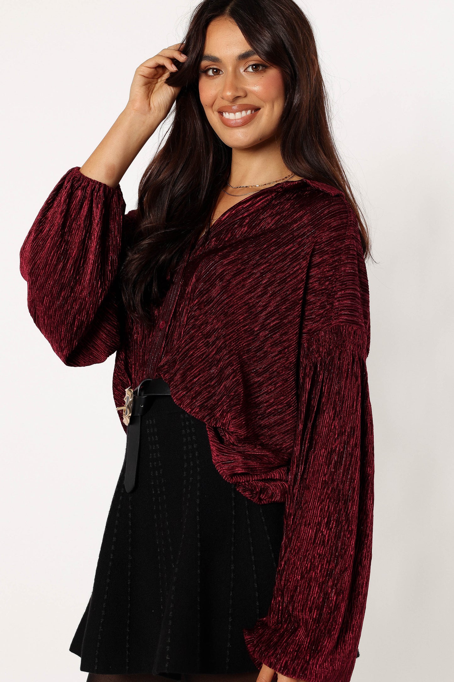 Cadence Long Sleeve Top Burgundy