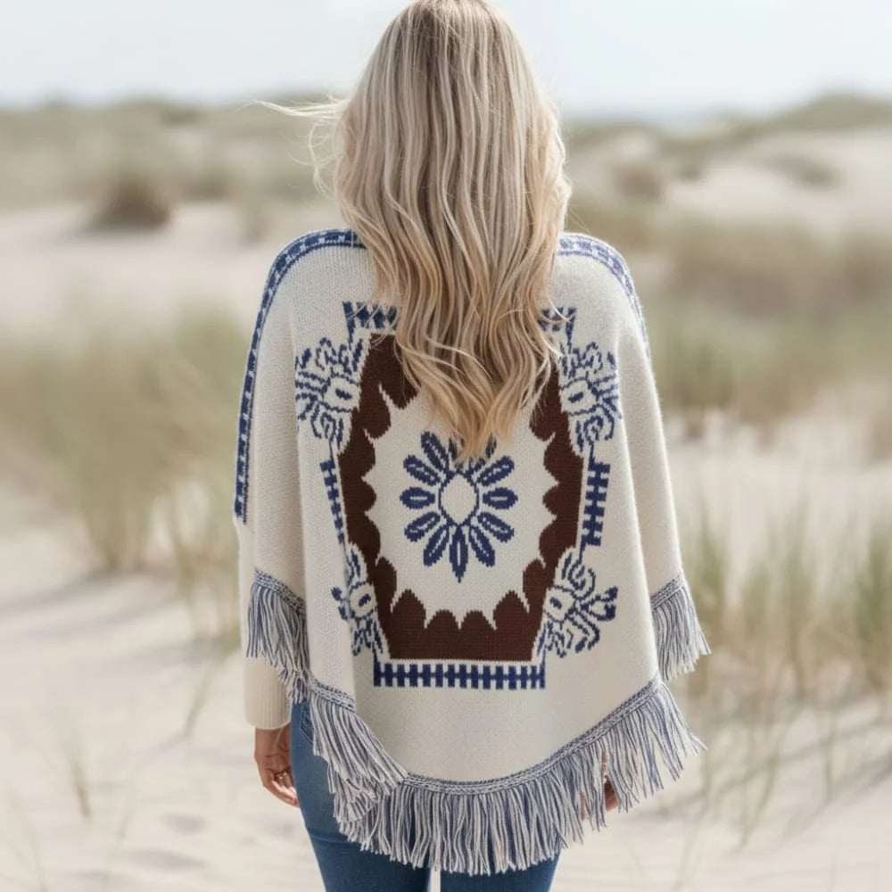Boho Knit Poncho Sweater