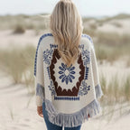 Boho Knit Poncho Sweater