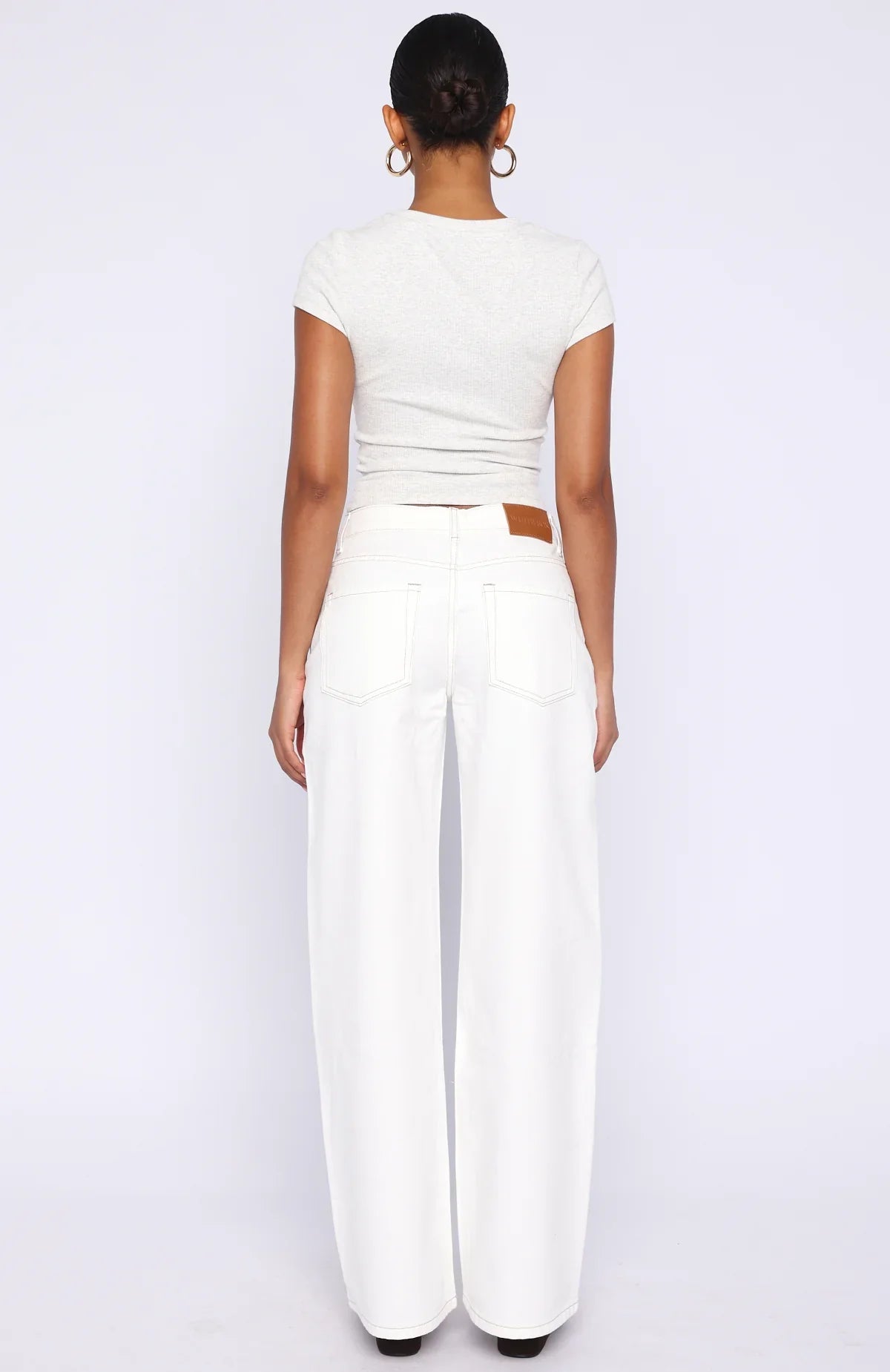 Kendall Mid Rise Wide Leg Jeans Off White