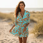 Boho Blue Orange Mini Dress