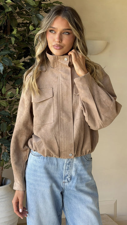 Josh Funnel Neck Jacket Beige