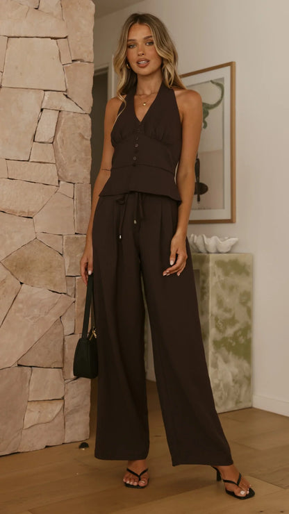 Rebekka Halter Neck Top Chocolate