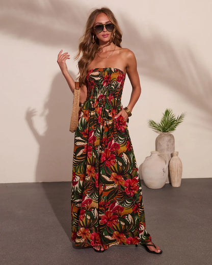 Markey Abstract Strapless Jumpsuit
