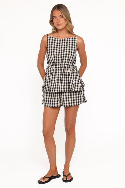 Rory Top Black Gingham