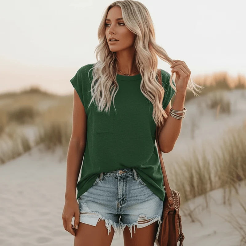 Solid Casual Short Sleeve T Shirt
