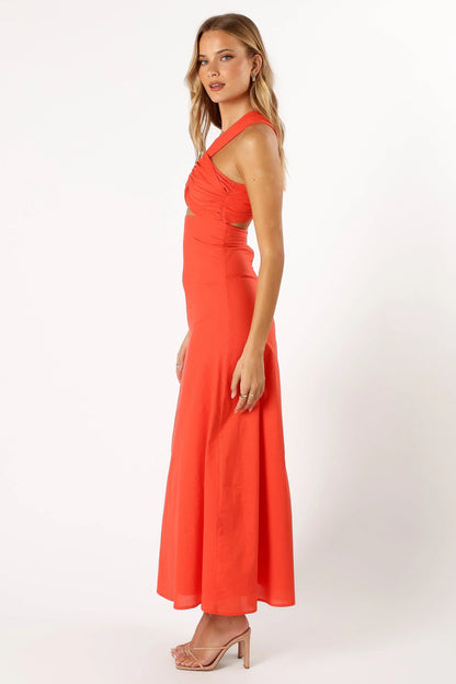 Luna One Shoulder Maxi Dress Tangerine