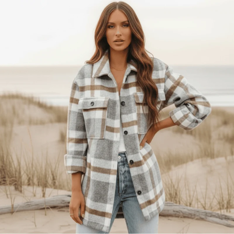 Bohemian Plaid Flannel Jacket