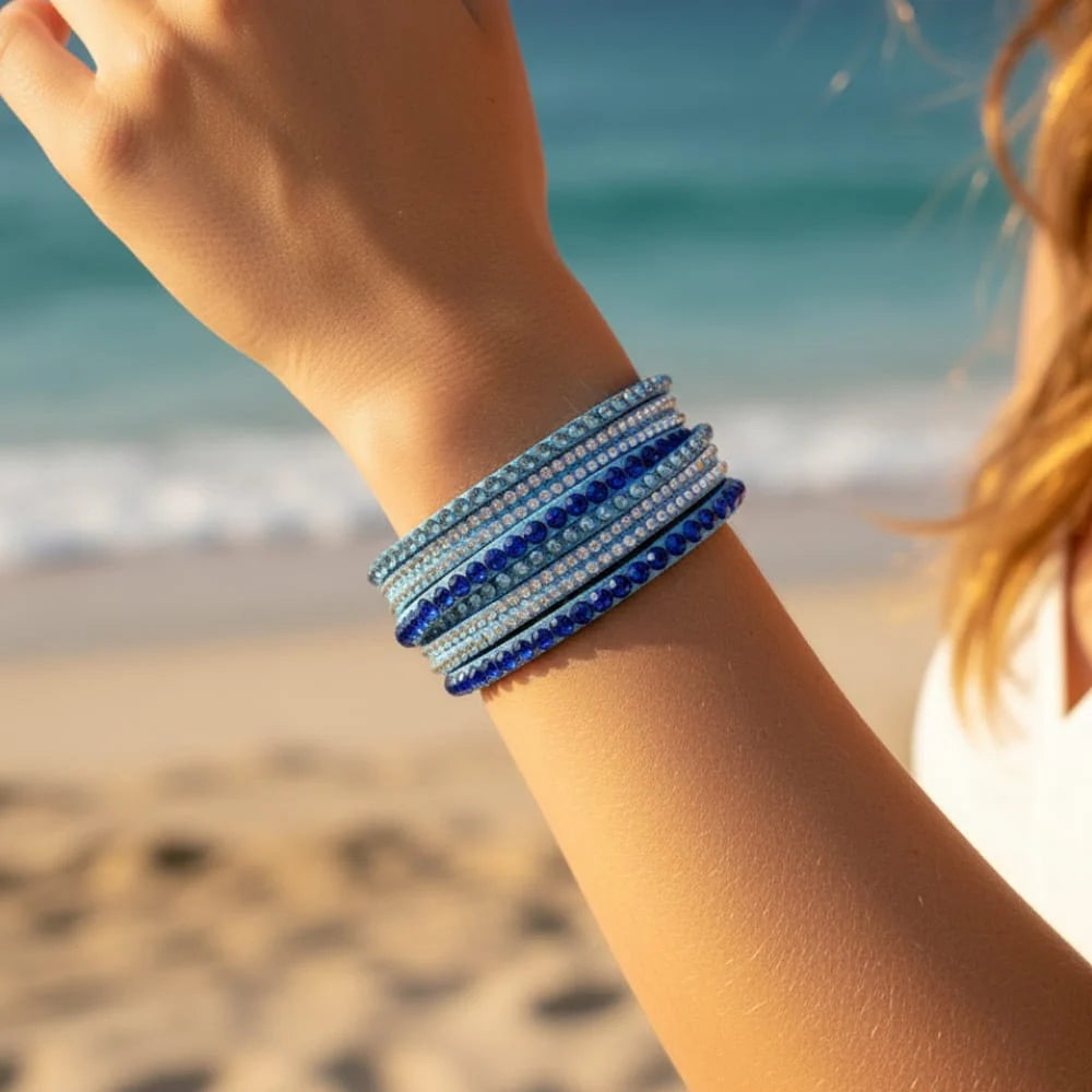 Leather Rhinestone Bracelet