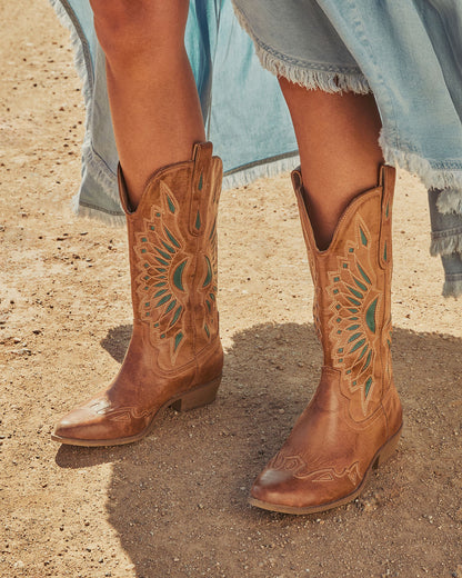 Trail Blazer Embroidered Vegan Leather Western Boots