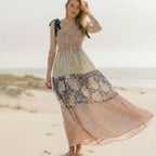 Floral Patchwork Boho Maxi Dress