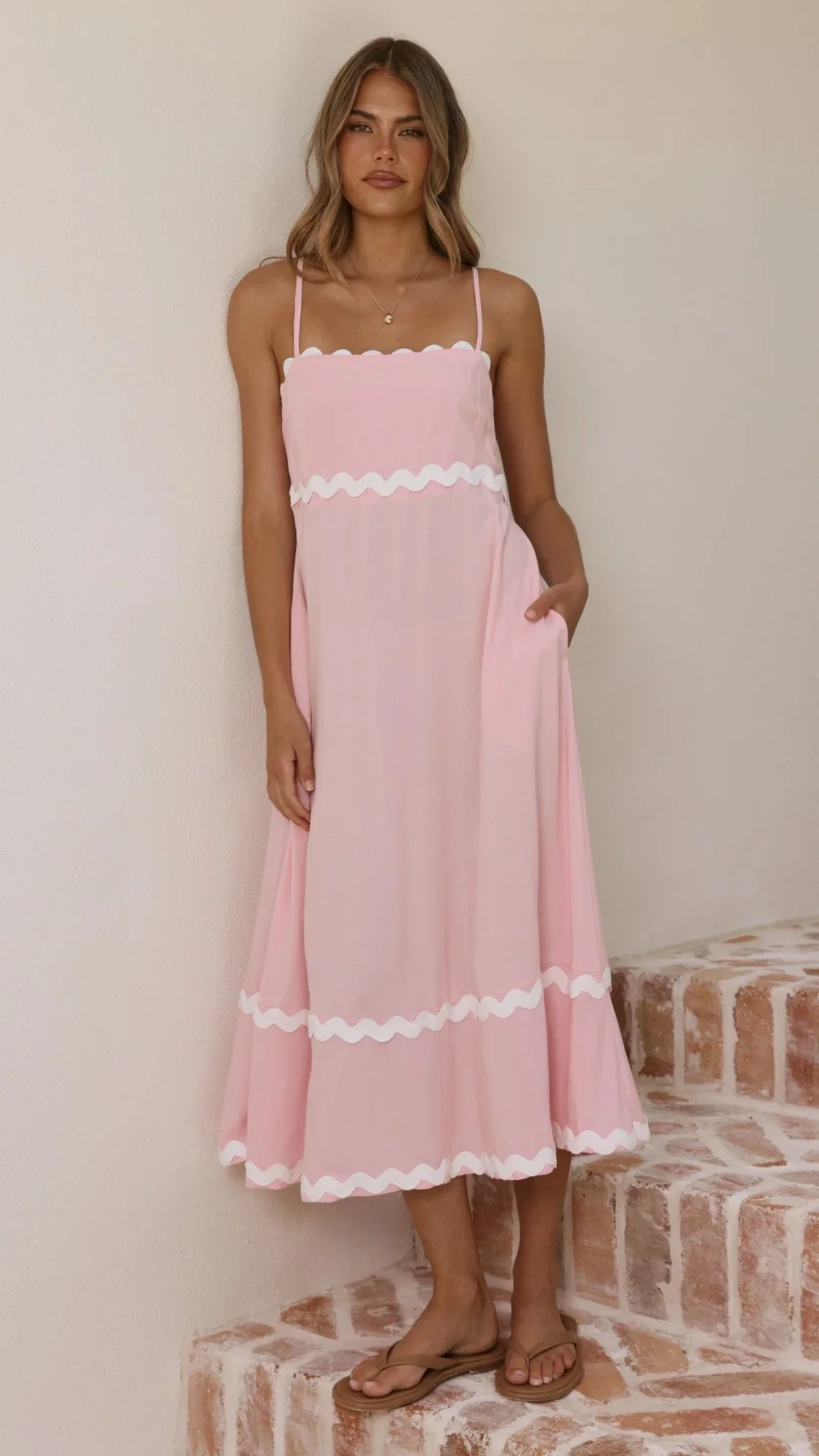 Seraphina Maxi Dress Pink White