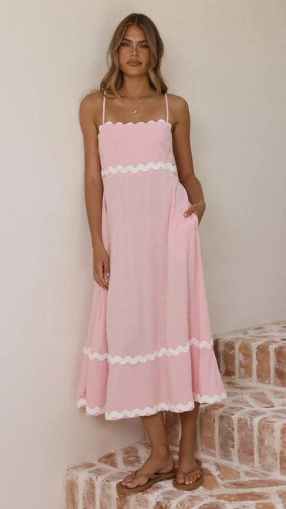 Seraphina Maxi Dress Pink White