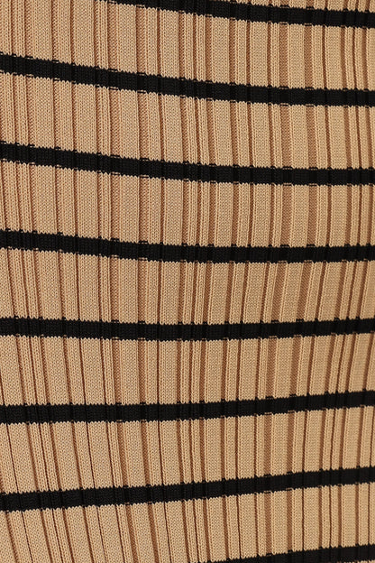 Henry Striped Midi Dress Beige Black