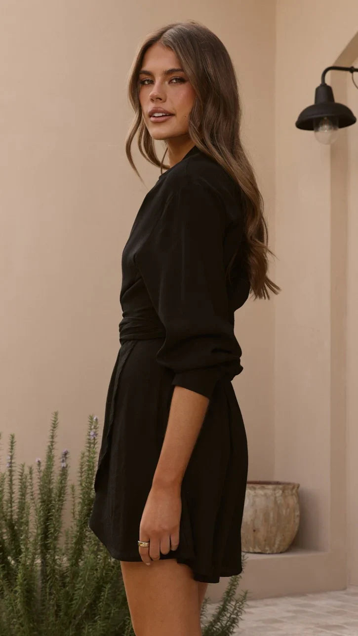 Zaida Shirt Mini Dress Black