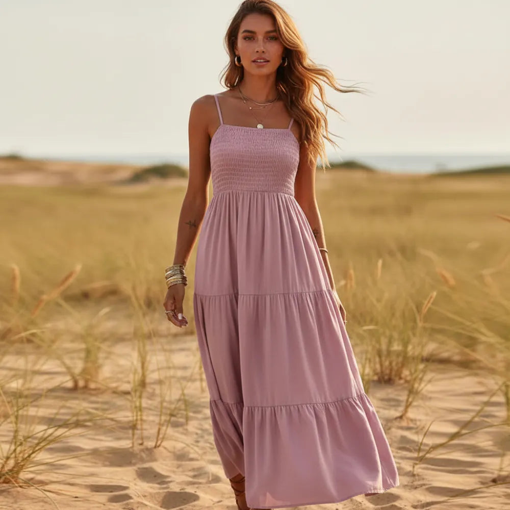 Casual Long Dress with Spaghetti Straps