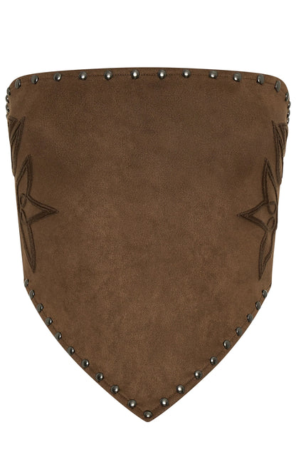 Rumours Strapless Faux Suede Top Chocolate