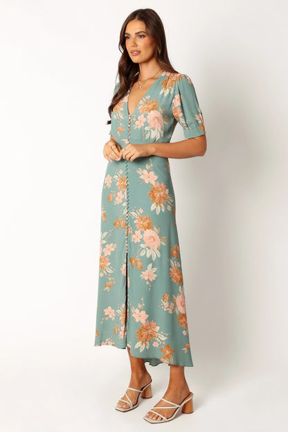 Frampton Midi Dress Blue Floral