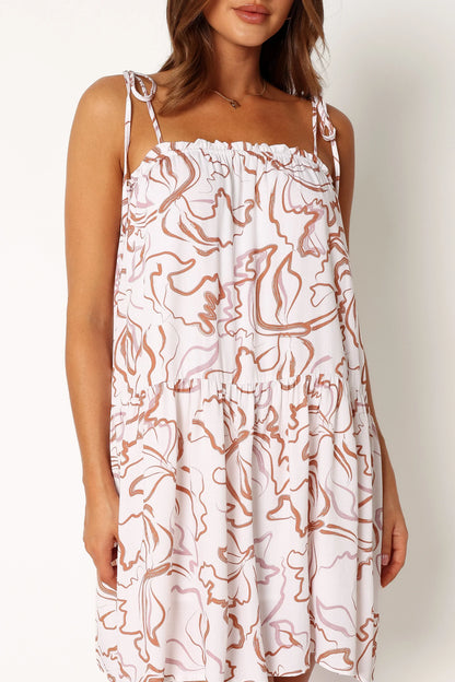 Solaris Mini Dress Tan White