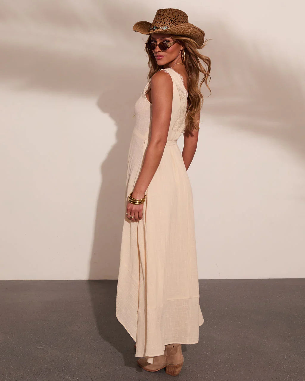 Sunset Voltage Wrap Tie Asymmetric Tunic Top