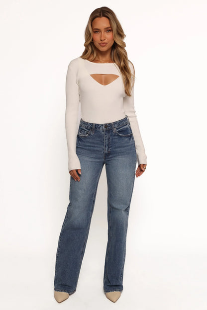 Jupiter Long Sleeve Knit Top Off White