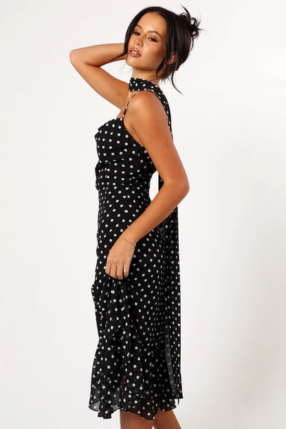 Francesca Midi Dress Black Polka Dot