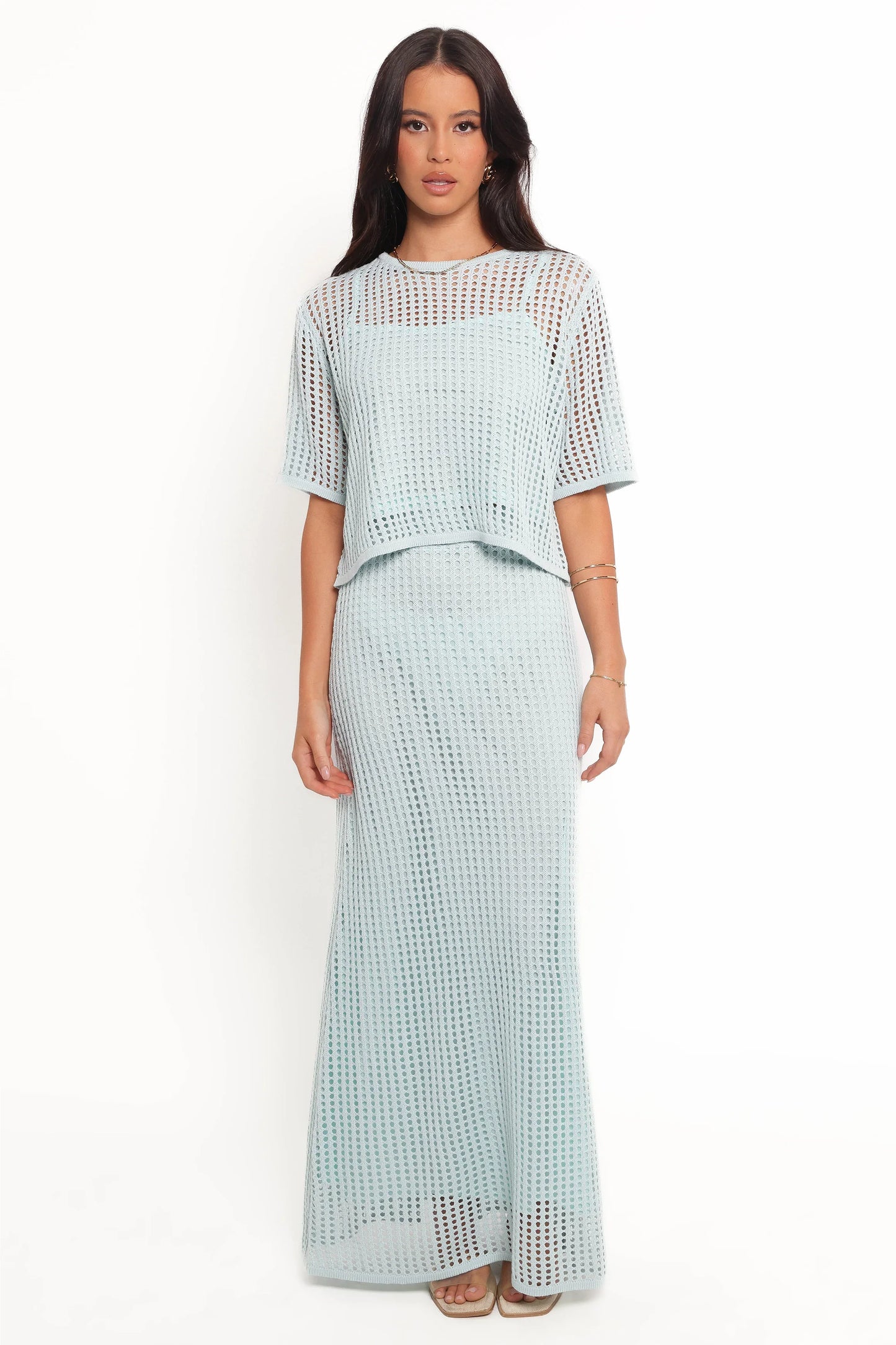 Kinnie Knit Skirt Set Light Blue