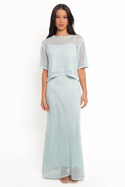 Kinnie Knit Skirt Set Light Blue