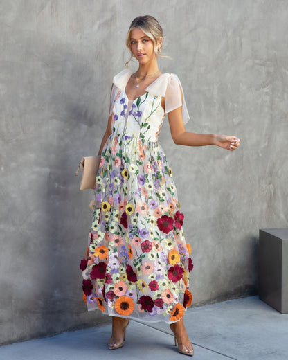 Wish Upon A Dream Floral Applique Midi Dress