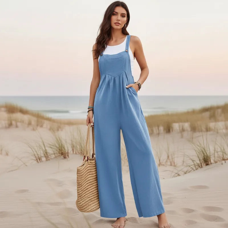 Boho Casual Flare Leg Jumpsuit Overalls