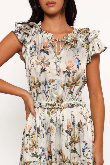 Lizzie Midi Dress Cream Floral