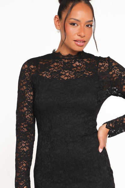 Davina Long Sleeve Midi Dress Black