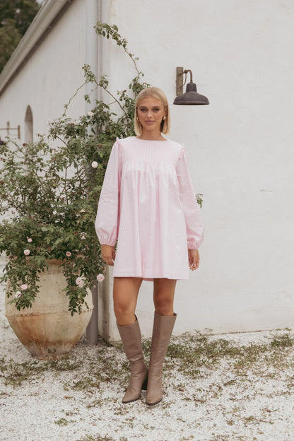 Wyatt Long Sleeve Mini Dress Pink