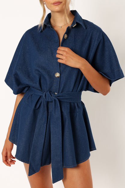 Harriette Romper Dark Denim