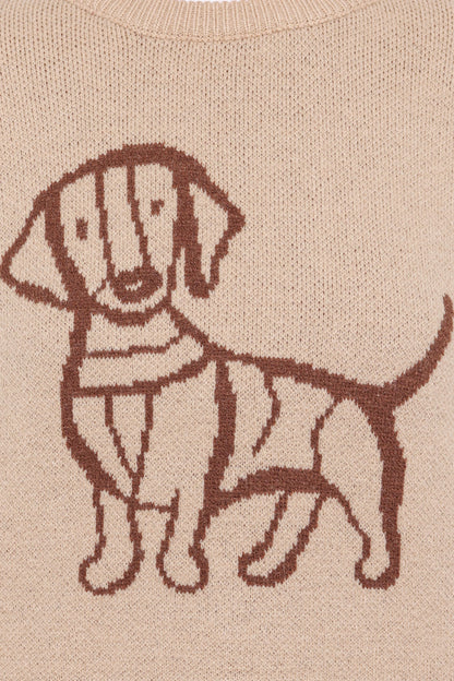 Amber Dachshund Sweater Beige