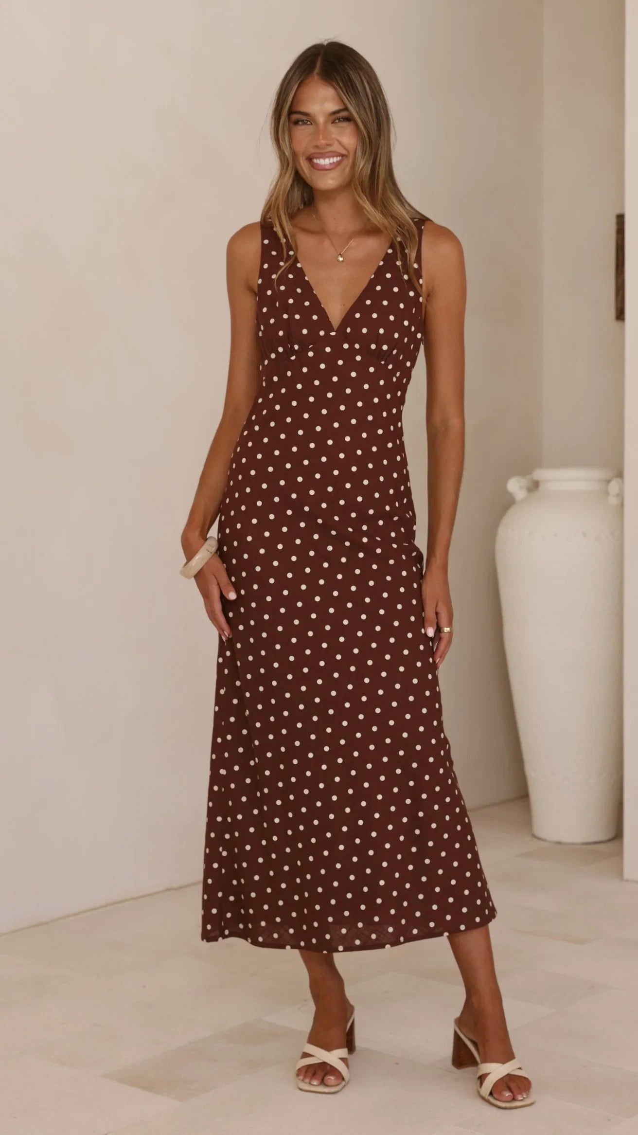 Sammie Maxi Dress Chocolate Nude Spot