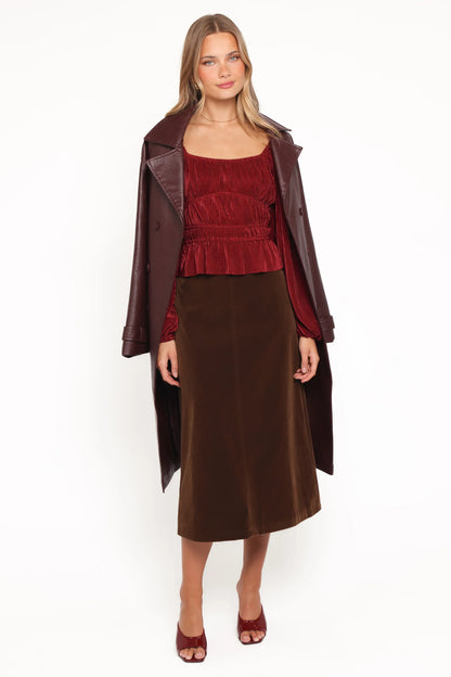 Ceppia Plisse Top Burgundy