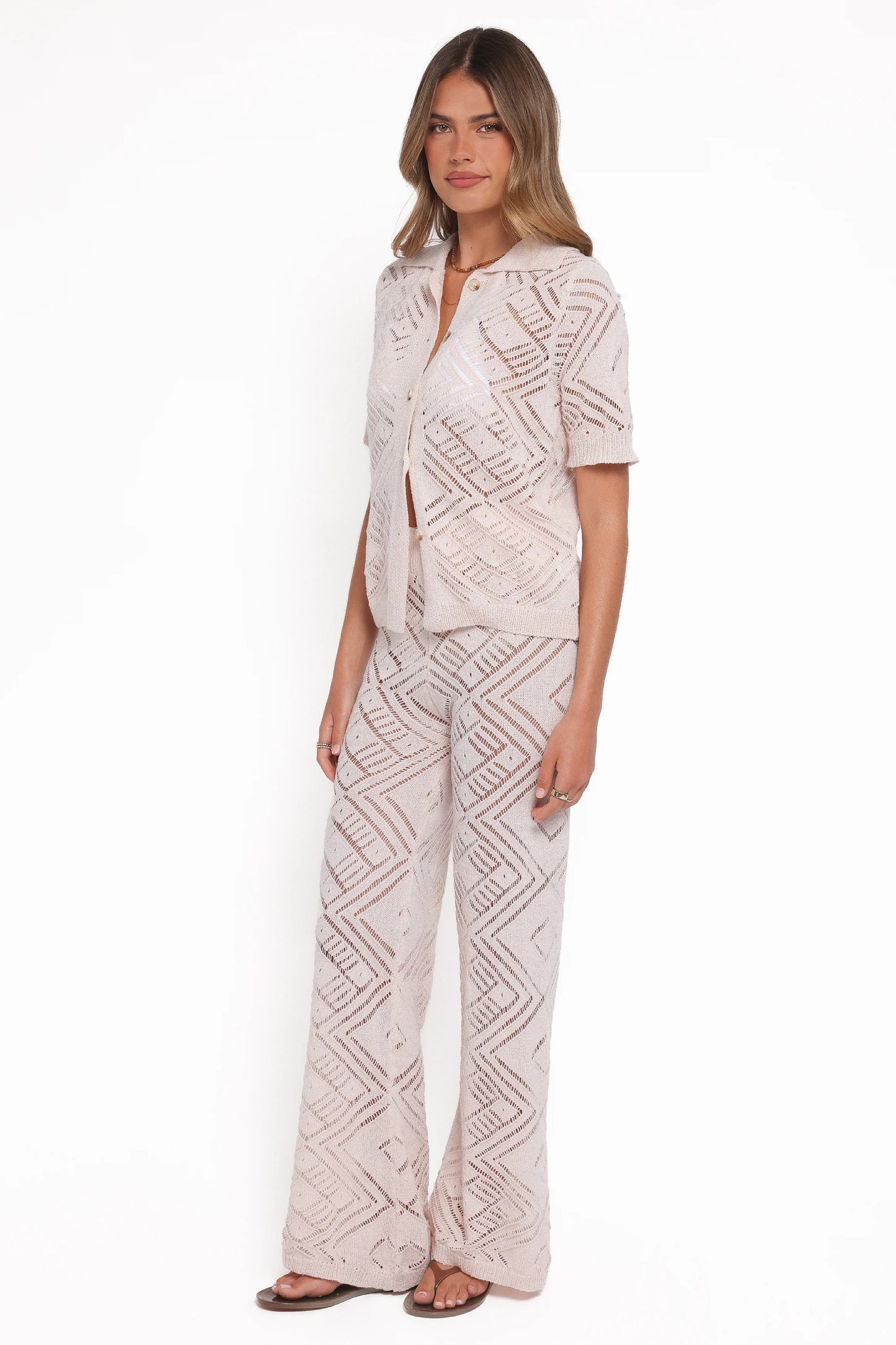 Briony Knit Pant Set Cream