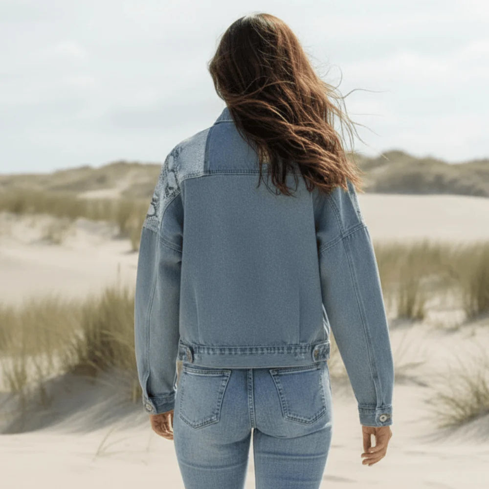 Boho Snake Print Denim Jacket