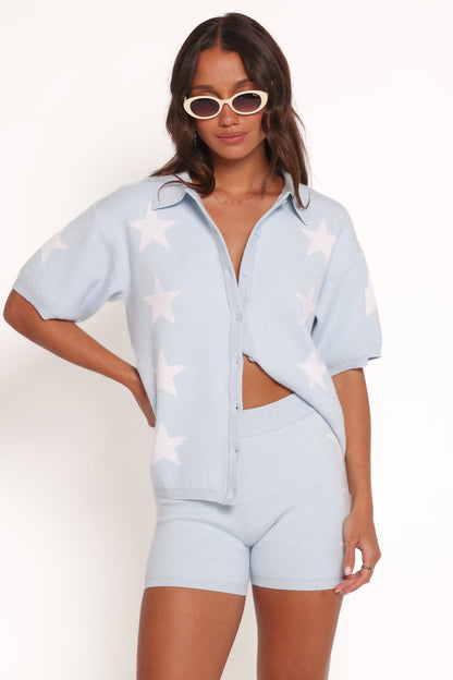 Lela Knitted Shorts Light Blue Stars