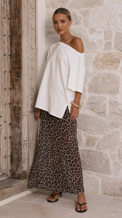 Onella Semi Sheer Maxi Skirt Leopard Print