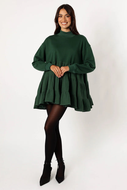 Minia Long Sleeve Mini Dress Hunter Green