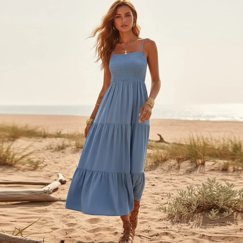 Casual Long Dress with Spaghetti Straps