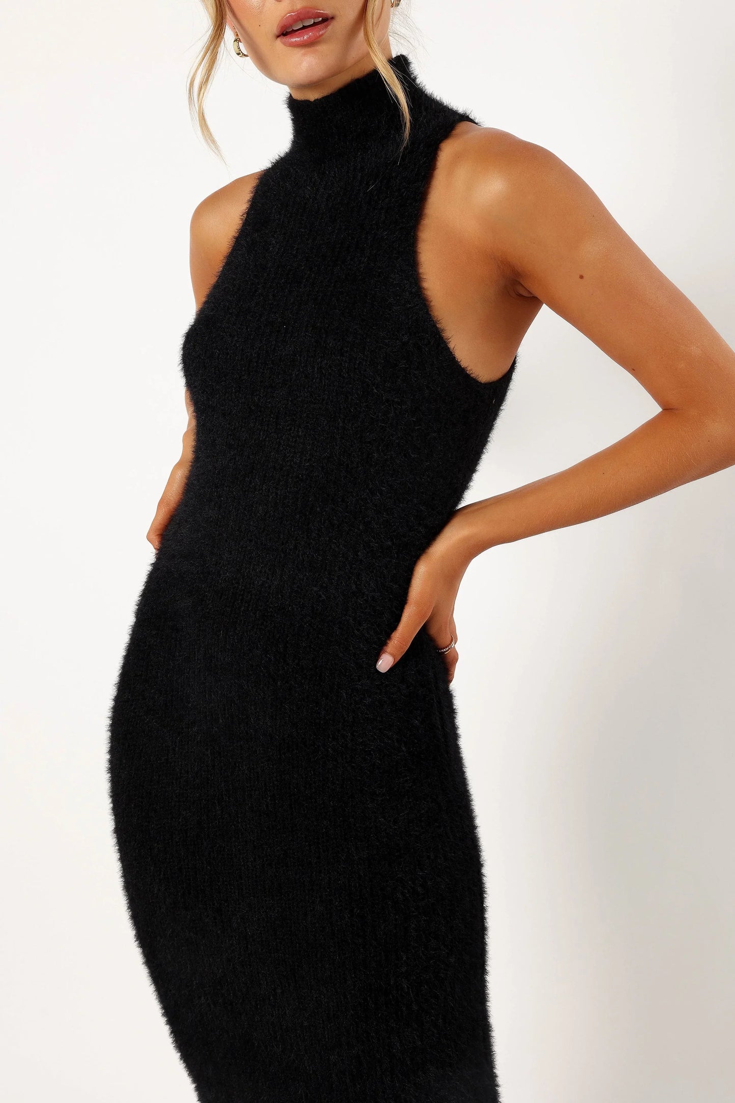 Sunni Turtleneck Midi Dress Black