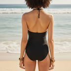 Black White Strapless One Piece Swimsuit