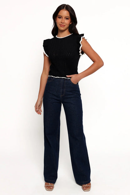 Abby Knit Top Black White