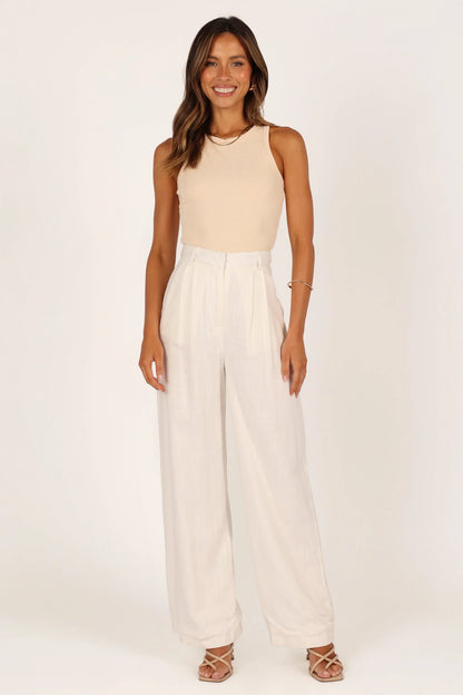 Ari Ribbed Tank Top Beige